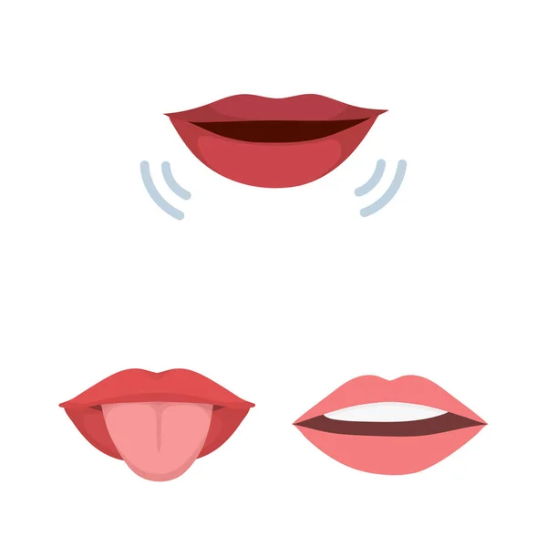 Απομονωμένο αντικείμενο της φιλί και χαμόγελο εικονίδιο. Συλλογή φιλί και σέξι σύμβολο μετοχής για το web. — Διανυσματικό Αρχείο