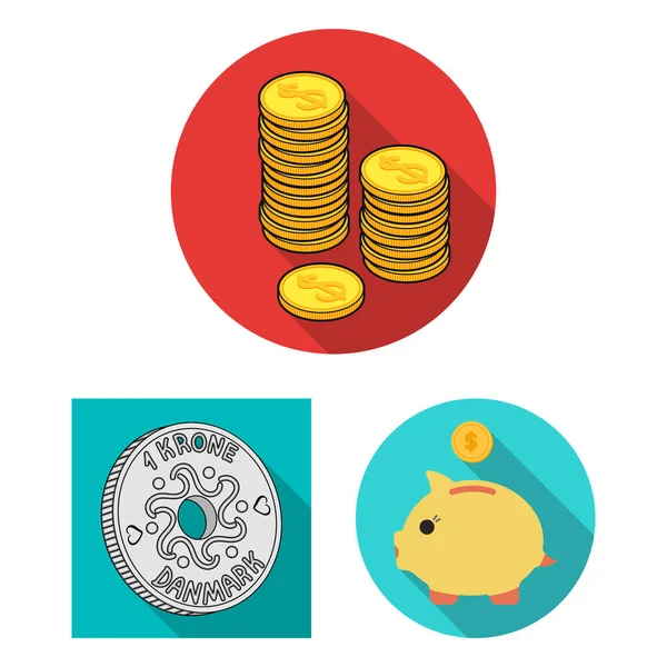 コインと宝のシンボルのベクター イラストです Web の硬貨 貨幣のストック シンボルのコレクション — ストックベクタ