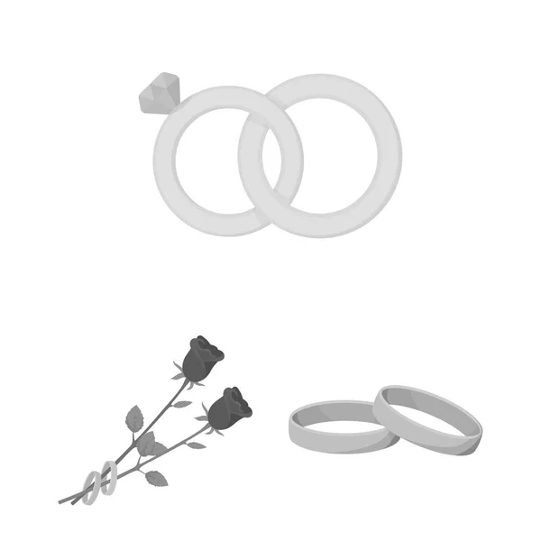 Ilustración vectorial del anillo y el logotipo de la boda. Conjunto de ilustración de vector de stock de anillo y aniversario . — Archivo Imágenes Vectoriales