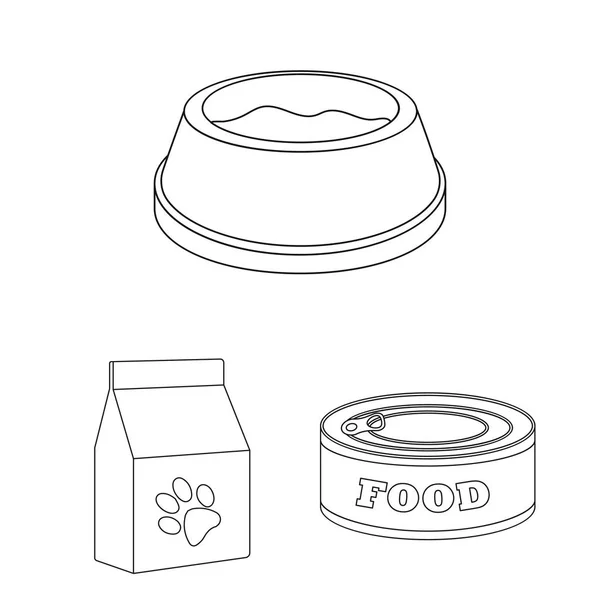 Objet isolé de nourriture et icône en étain. Ensemble d'illustration vectorielle de bouillon de nourriture et de bouteille . — Image vectorielle