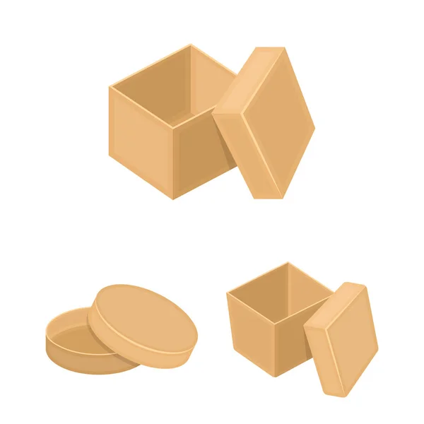 Ilustración vectorial de cartón y símbolo de entrega. Conjunto de ilustración de vectores de cartón y etiquetas . — Vector de stock