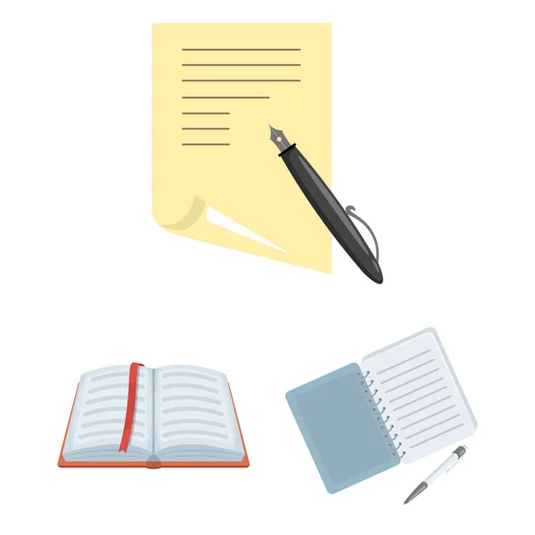 Ilustração vetorial de livro e ícone aberto. Conjunto de livro e lápis símbolo de estoque para web . —  Vetores de Stock