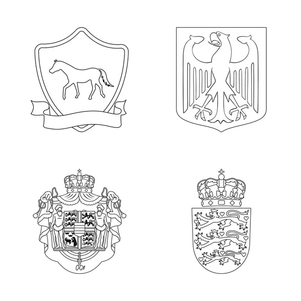 Ilustração vetorial do logotipo heráldico e da coroa. Conjunto de ícone heráldico e vetor de armas para estoque . —  Vetores de Stock