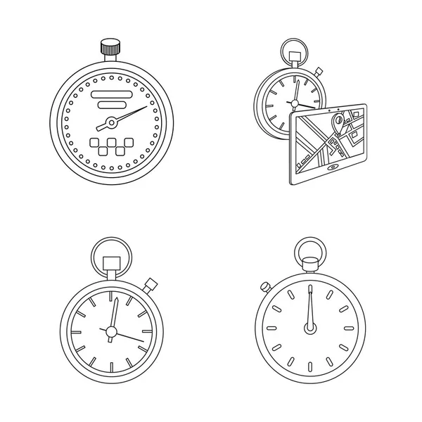 Illustrazione vettoriale del cronometro e dell'icona dell'orologio. Raccolta di cronometro e stop stock illustrazione vettoriale . — Vettoriale Stock