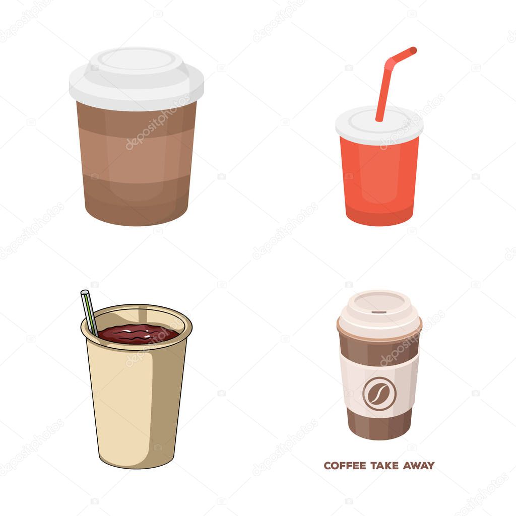 Vector design of coffee and cup icon. Collection of coffee and hot vector icon for stock.