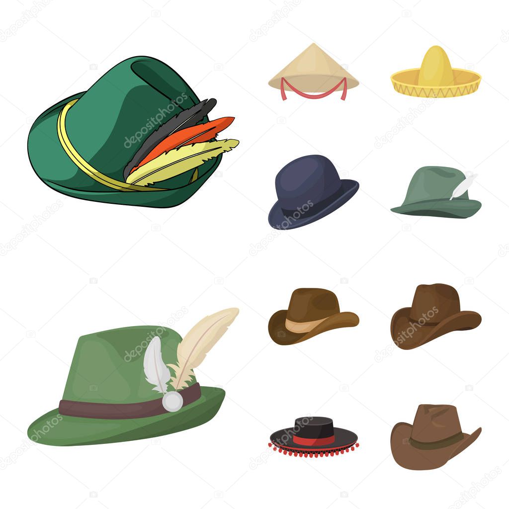 Isolated object of hat and cap icon. Set of hat and model vector icon for stock.