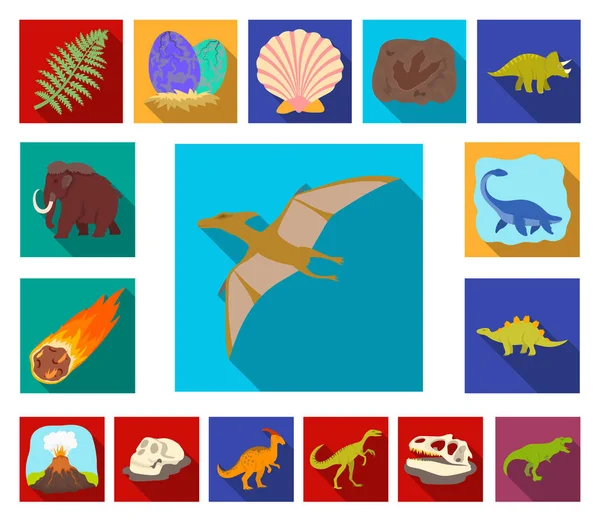 別の恐竜はフラット デザインのセットのコレクションのアイコンです。先史時代の動物のベクトル シンボル ストック web イラスト. — ストックベクタ