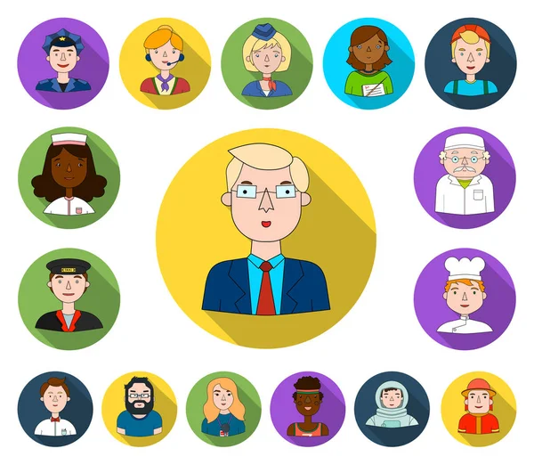 People of different professions flat icons in set collection for design. Worker and specialist vector symbol stock web illustration.