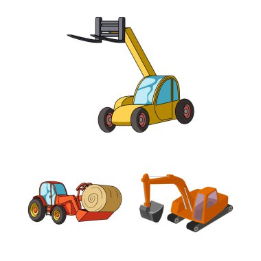 Açık ve ekskavatör simge vektör Illustration. Ön ve kova hisse senedi vektör çizim topluluğu.