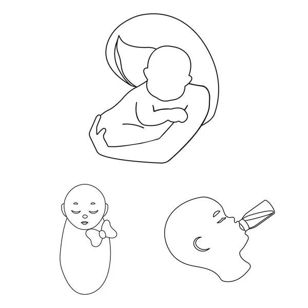 Projeto vetorial de bebê e símbolo de caráter. Conjunto de bebê e ícone vetor feliz para estoque . — Vetor de Stock
