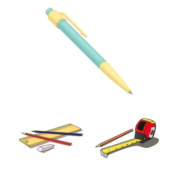 Изолированный объект карандаша и заострить логотип. Коллекция карандашных и цветовых векторных иллюстраций . — стоковый вектор