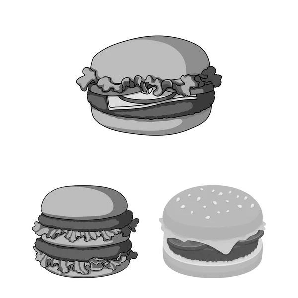 Illustrazione vettoriale di sandwich e logo wrap. Set di sandwich e pranzo stock simbolo per il web . — Vettoriale Stock