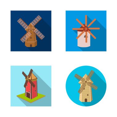 Peyzaj ve köy simge vektör tasarımı. Web için peyzaj ve çiftlik hisse senedi simgesi kümesi.