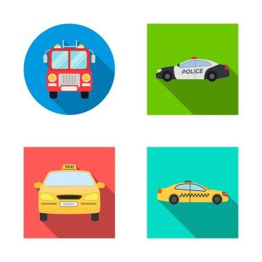 Motor ve kamyon sembol yalıtılmış nesne. Motor ve araç hisse senedi vektör çizim seti.