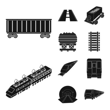 Tren ve tren logo vektör tasarımı. Hisse senedi için demiryolu ve yol vektör simge topluluğu.