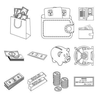 Ödeme tasarım vektör ve işareti kredi. Ödeme ve hisse senedi için mali vektör simge kümesi.