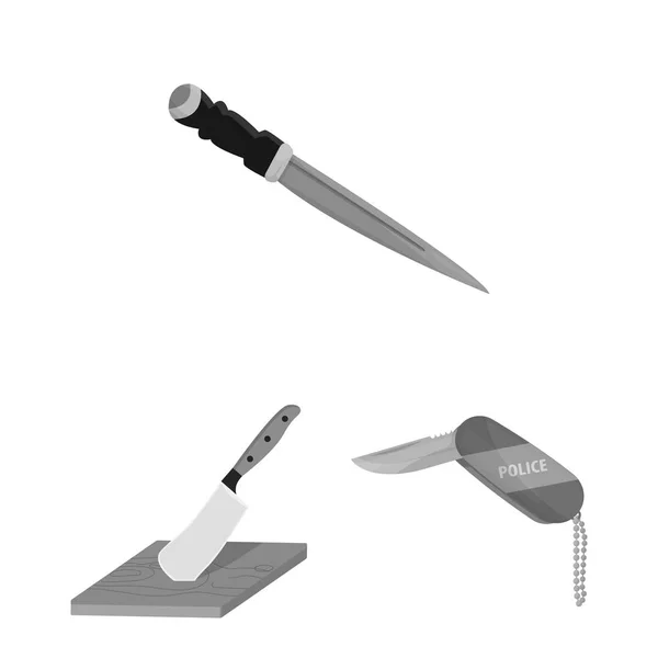 Vector illustratie van mes en snijd symbool. Set van mes en plat aandelensymbool voor web. — Stockvector