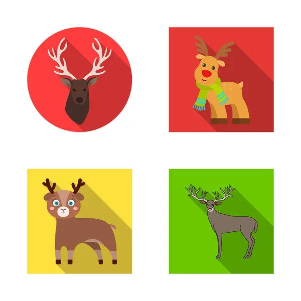Isolated object of elk and head sign. Set of elk and stag stock vector illustration. — Stock Vector