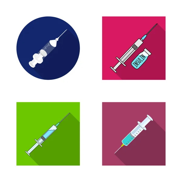 Isolerade objekt av vaccin och spruta ikonen. Samling av vaccin och antibiotika vektor ikon för lager. — Stock vektor