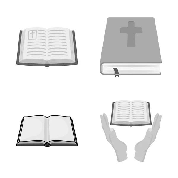 Wektor projekt książki i chrześcijańskiej logo. Zestaw książek i Święty Stockowa ilustracja wektorowa. — Wektor stockowy