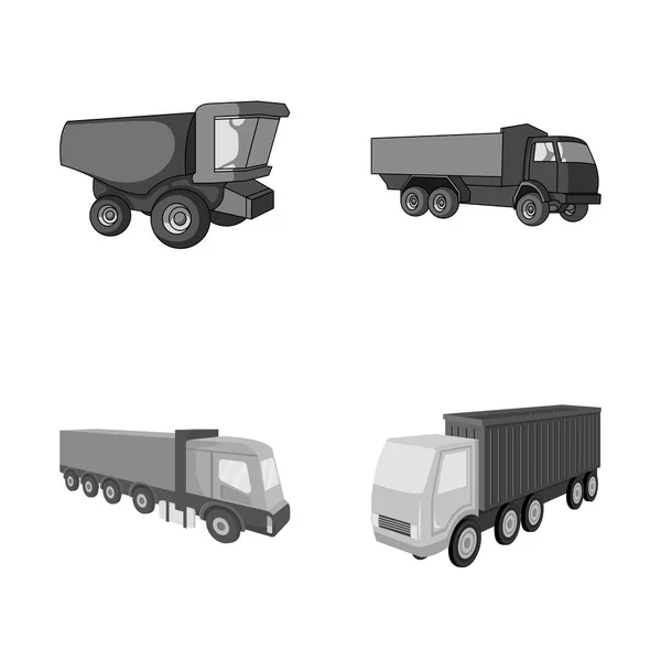 Vektor-Illustration von LKW und Schiffsschild. Set von LKW und Container Vektor Icon für Lager. — Stockvektor