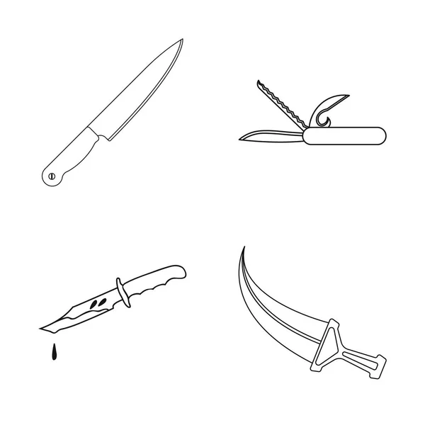 Izolovaný objekt ikony nůž a střih. Nůž a ploché vektorové ikony pro stock. — Stockový vektor