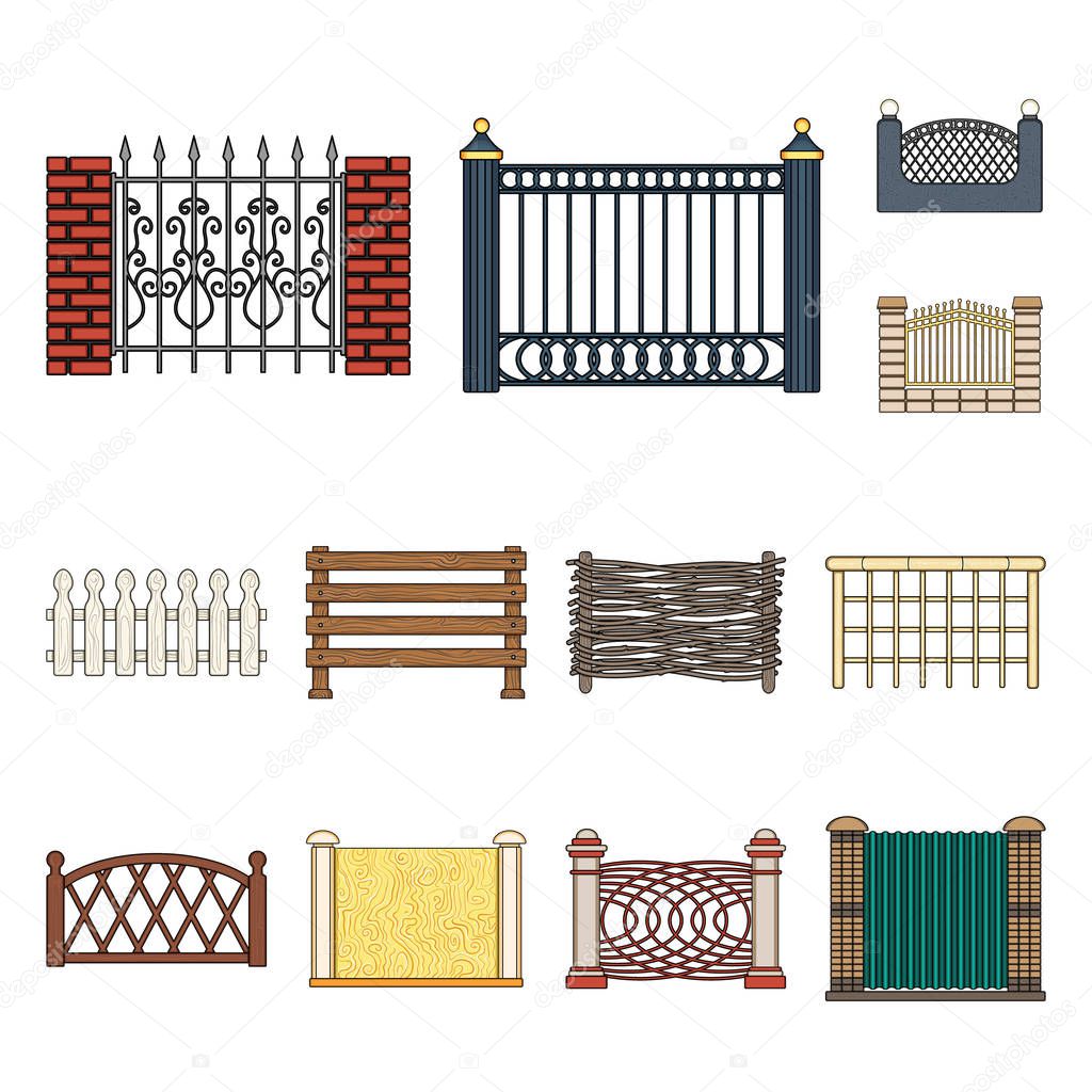 Vector design of gate and fence icon. Set of gate and wall stock symbol for web.