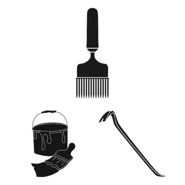 Aracı ve inşaat işareti yalıtılmış nesne. Aracı ve marangozluk hisse senedi vektör çizim seti.