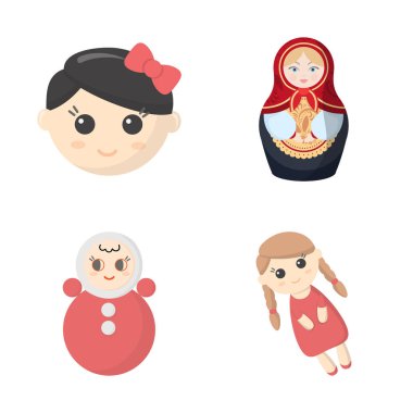 Yalıtılmış nesne oyuncak ve güzel işareti. Oyuncak ve hisse senedi için sevimli vektör simge kümesi.