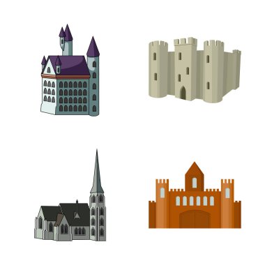 Peri masalı ve Ortaçağ simge vektör Illustration. Hisse senedi için peri masalı ve hikayesi vektör simge topluluğu.