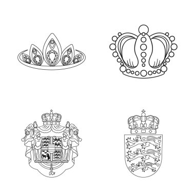 Taç ve royal simge vektör Illustration. Taç ve takı hisse senedi vektör çizim seti.