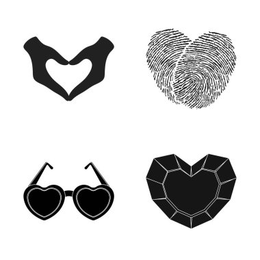 Soyut ve şekli logosu yalıtılmış nesne. Hisse senedi için soyut ve sevgi vektör simge topluluğu.