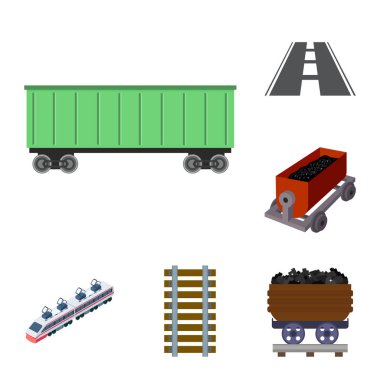 Demiryolu illüstrasyon vektör ve işareti tren. Web için demiryolu ve bir şekilde hisse senedi simgesi kümesi.