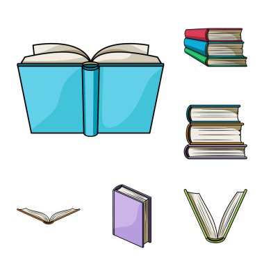 Yalıtılmış nesne kitaplığı ve ders kitabı işaret. Kütüphane ve okul hisse senedi vektör çizim seti.