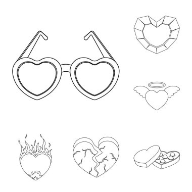 Vektör çizim soyut ve şekil kutsal kişilerin resmi. Hisse senedi için soyut ve sevgi vektör simge kümesi.