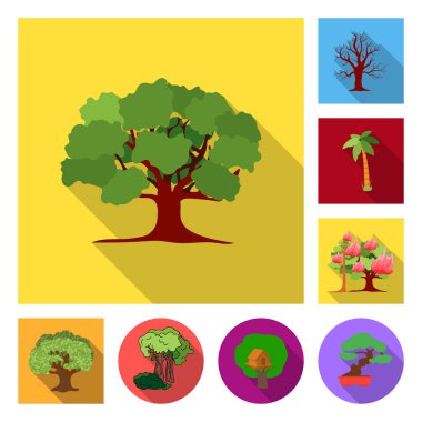 Ağaç ve orman simge vektör Illustration. Ağaç ve yeşil vektör simgesini hissenin koleksiyonu.