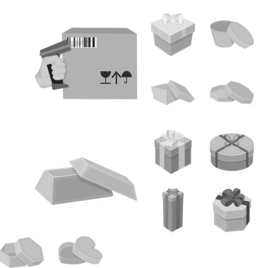 Karton ve teslimat sembolü yalıtılmış nesne. Karton ve etiket hisse senedi simgesi için web topluluğu.