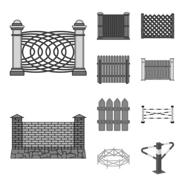 İzole işareti kapı ve çit nesne. Hisse senedi için kapı ve duvar vektör simge kümesi.