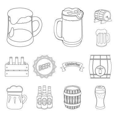 Vektör tasarımı çok az ve bira bardağı logosu. Hisse senedi için simge vektör kümesi en az ve el sanatları.