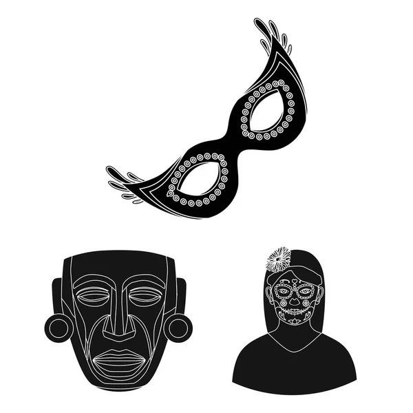Ilustração vetorial de carnaval e signo de mascarada. Conjunto de símbolo de estoque de carnaval e méxico para web . —  Vetores de Stock