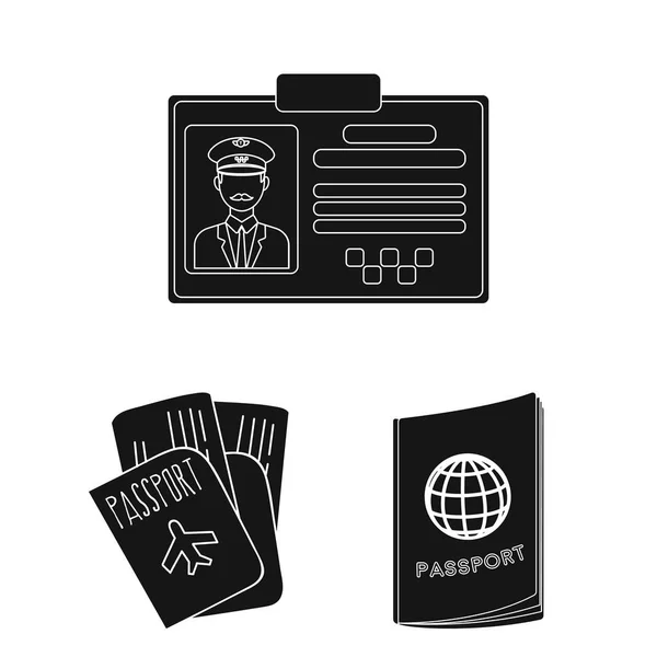 Ilustração vetorial do passaporte e do sinal de viagem. Conjunto de passaporte e vetor de papel ícone para estoque . — Vetor de Stock