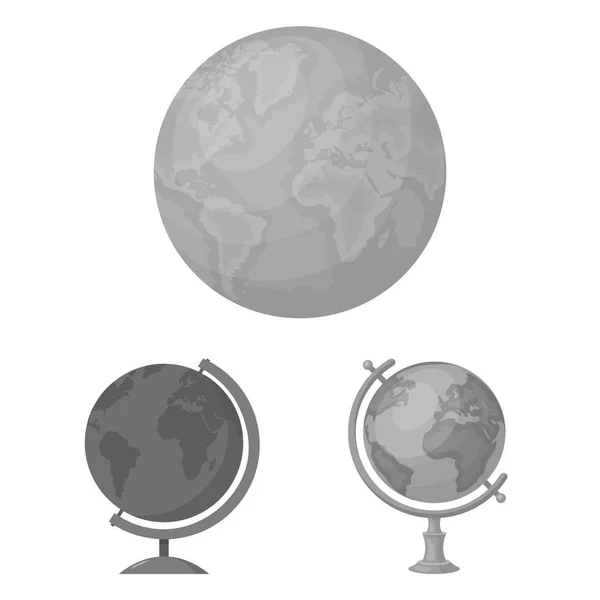 Vektor-Illustration von Globus und Weltsymbol. Sammlung von Globus und Erdstock-Vektorillustrationen. — Stockvektor