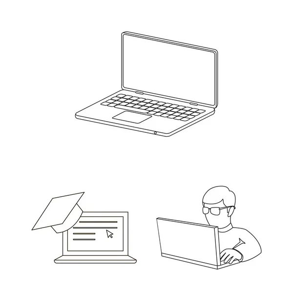 Vector εικονογράφηση του υπολογιστή και την οθόνη λογότυπου. Συλλογή του υπολογιστή και την οθόνη σύμβολο μετοχής για το web. — Διανυσματικό Αρχείο