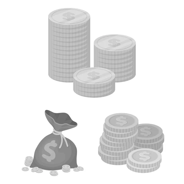 硬币和宝物图标的向量例证。一套硬币和金钱股票向量例证. — 图库矢量图片
