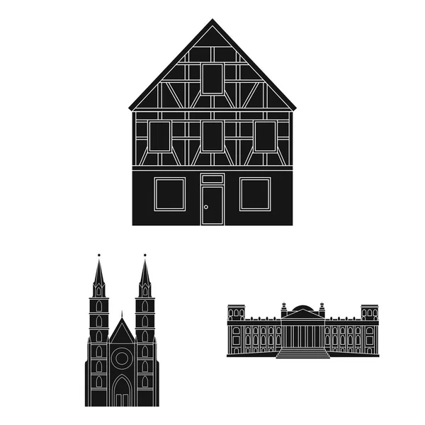 Απομονωμένο αντικείμενο του κτηρίου και σύμβολο της πόλης. Σύνολο του κτηρίου και επαγγελματική διάνυσμα εικονίδιο για το απόθεμα. — Διανυσματικό Αρχείο