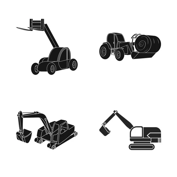 Illustration vectorielle du panneau avant et de la pelle. Jeu d'illustration vectorielle avant et godet . — Image vectorielle