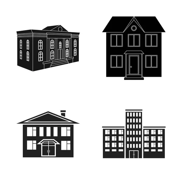 Vektor-Design von Gebäude und Stadtsymbol. Sammlung von Bauwerken und modernen Aktiensymbolen für das Web. — Stockvektor