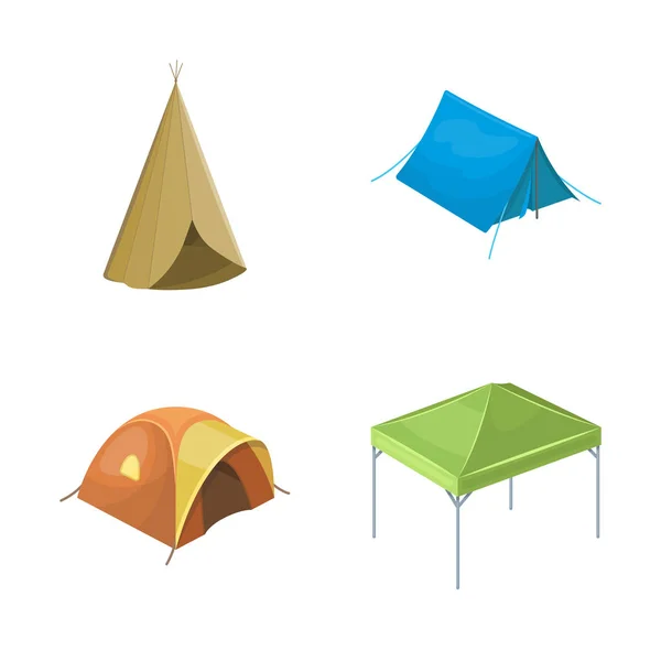 Objet isolé de tente et icône de camp. Collection de tente et icône vectorielle de forêt pour le stock . — Image vectorielle