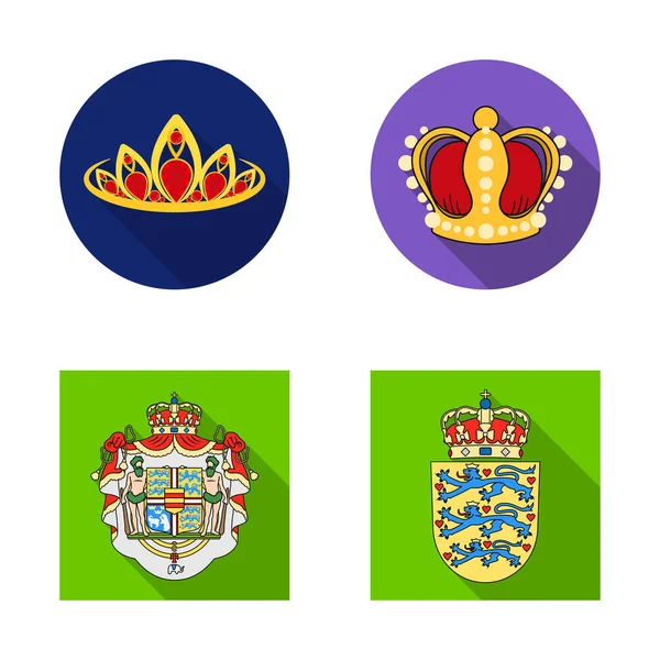 Векторная иллюстрация короны и королевского логотипа. Набор короны и ювелирного инвентаря . — стоковый вектор