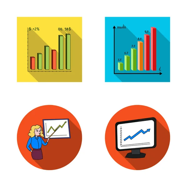 Oggetto isolato di diagramma e logo statistico. Raccolta di diagrammi e illustrazioni vettoriali delle consistenze aziendali . — Vettoriale Stock